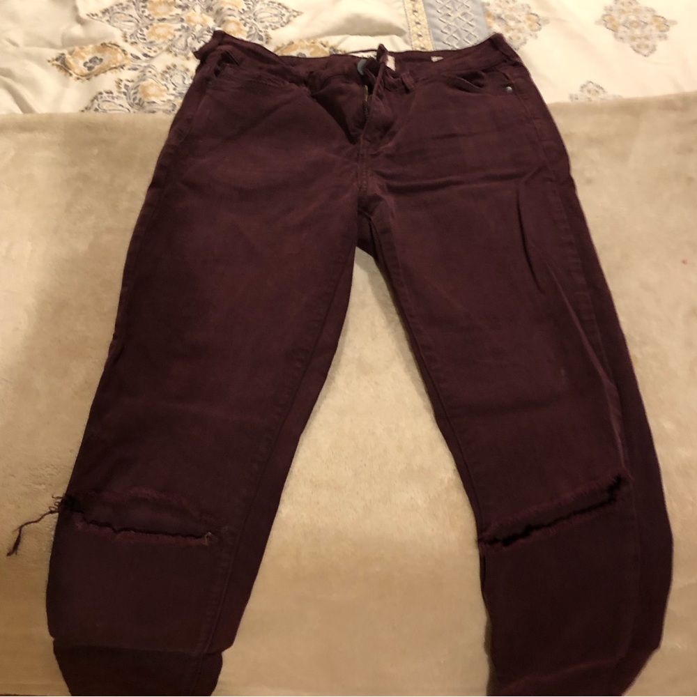 Maroon PacSun ripped skinny jeans